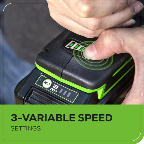 Close-up of hand adjusting speed settings on 24V Brushless Impact Driver Kit With 3 Speed Settings, 2650 In-Lbs Torque, 2Ah Battery, And 2A Charger