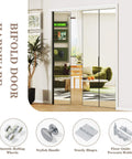 Black Aluminum Bifold Mirror Door For 60x80 Opening, Preassembled With Hardware Kit, Indoor Bi Fold Barn Door For Bedroom And Closet, Explosion Proof Mirror, Durable Aluminum Frame.