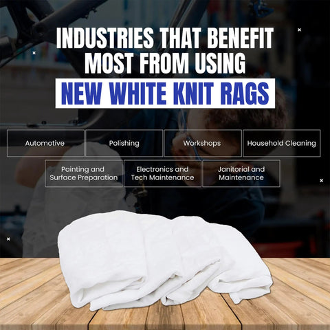 White T Shirt Cleaning Rags 1 Pound Bag Multipurpose Shop Rags For Cleaning Staining Painting Oil Grease And Dust Great For Home Garage Workshop Bulk 100 Percent Cotton T Shirt Rags on wooden table