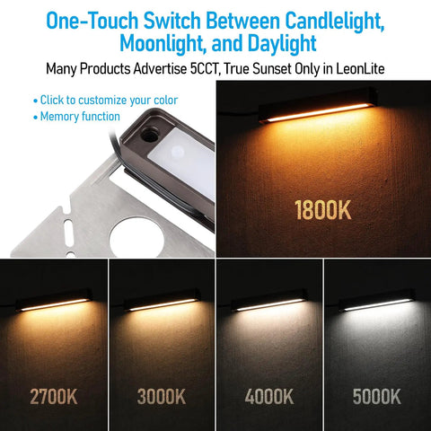 Image showing Easy Install 7 Inch LED Hardscape Light with 5CCT Adjustable Output demonstrating color temperatures, 1800K-5000K.