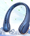 Bladeless Neck Fan With 4000mAh USB Rechargeable Battery 3 Speeds Ultra Quiet Personal Cooler surrounded by ice cubes