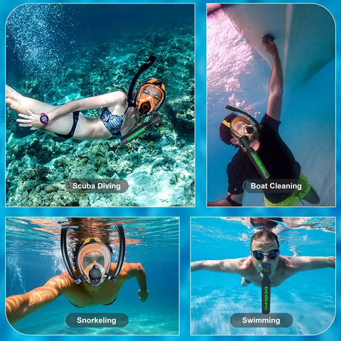 Mini Scuba Tank With Snorkel Mask And Hand Pump For Quick Grab And Go Underwater Breathing 0 5L Portable Diving Tank in use