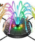 Solar Bird Bath Fountain With Colorful LED Lights And Adjustable Spray Heights Three Point Five Watt Glass Solar Pump