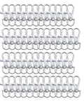 Heavy Duty Metal Swivel Lanyard Snap Hooks And Split Key Rings Bulk Keychain Connectors 100 Piece Set arranged in rows.