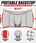 Portable Baseball Backstop Net With Batting Tee And Ball Caddy Collapsible Softball Batting Cage for Pitching Hitting and Backyard Practice Training Kit, 16.5ft x 9ft.