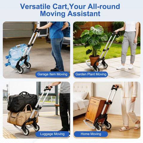 Lightweight Folding Hand Truck With No Sweat Compact Design And Hella Easy Storage For Sweet Everyday Moves And Multi Purpose Utility Dolly Cart With Smooth Rolling Wheels used for moving various items.