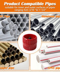 PVC, aluminum, copper, CPVC pipe images with Pro Grade Depth Gauge And Pipe Deburring Tool Kit With Six Size Depth Gauge Set and Chamfer Reamer.