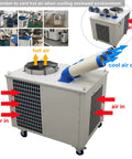 28900 Btu Industrial Spot Cooler And Portable Air Conditioner Slams Through Shop Heat With Massive Airflow and adjustable airflow setup.