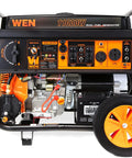 Front view of the Beefy Dual Fuel Electric Start Portable Generator With Wheel Kit And CO Shutdown Sensor, 11000 Surge Watts Gas, 8300 Running
