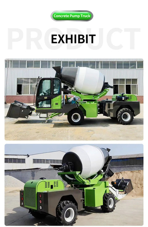 Badass Heavy Duty Self Loading Concrete Mixer Truck designed for continuous commercial concrete supply with green chassis and white drum.