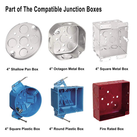 Compatible junction boxes for 8 Pack 6 Inch LED Low Profile Recessed And Surface Mount Disk Lights Round 15W 900 Lumens 5000K