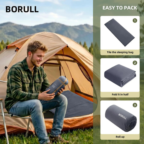 Man holding Light As A Feather Ultralight Packable Sleeping Bag For Adults For Backpacking Camping And Hiking Lightweight Gear