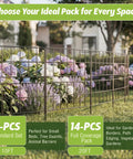 14 Pack Tall 31.5 Inch Decorative Garden Fence Panels installed in garden with flowers, no dig metal wire border landscape patio