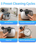 Top Notch Ultrasonic Cleaner, 20 Oz Stainless Steel Tank, Digital Timer And Five Deep Cleaning Modes for step-by-step cleaning process.