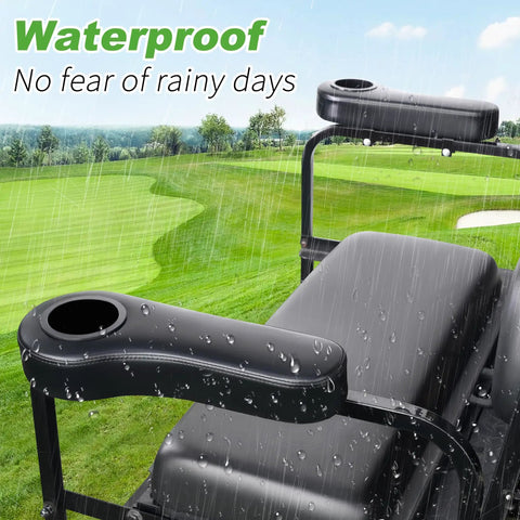 Golf Cart Rear Seat Arm Rest Kit With Cup Holder Black Universal Fit For EZGO Club Car And Yamaha in rain
