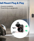 EV Charger Holder for SAE J1772 Cords, Wall Mount Cable Organizer for Portable Electric Vehicle Chargers, mounted on a garage wall.