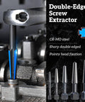 Close-up of Bolt Extractor Kit 10 Piece Set With Left Hand Drill Bits And HSS M2 Steel Drill Bits Reverse Drill Bit And Bolt Extractor
