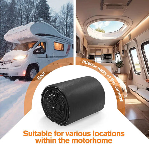 Premium Van Conversion Insulation Roll, 16.5 X 315 Inches for roof and interior of a motorhome in snowy conditions.