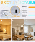 3 CCT options for 4 Inch LED Recessed Downlight Canless Wafer With 3 Color Temperature Options 3000K 4000K 5000K Dimmable 10W CRI 90