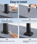 Installation steps for Built Tough Outdoor Handrails For One To Two Steps With No Sweat Setup Adjustable Angle Black Iron Stair Railing Kit.