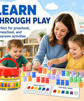200 Pieces Counting Bears Set With Totally Awesome Color Sorting Toys For Preschool Kids Ages 3 Plus being used by kids for sorting activities.