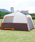 Large Family Tent For 6-8 People With Instant Setup In 60 Seconds, spacious two rooms, three doors, brown color, outdoor setting
