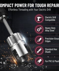 DIY Ready PVC Pipe Threader Kit With Half Inch Three Quarter Inch And One Inch NPT Dies for electric drill use in plumbing