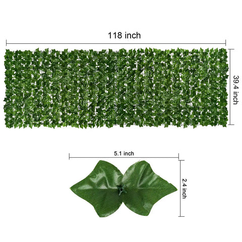 Artificial Ivy Privacy Fence Screen 118 By 39.4 Inches For Outdoor Walls And Garden Decor, Realistic Faux Ivy Leaves detail view
