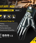 Two Pairs A4 Cut Resistant Gloves For Work And Fishing With Touchscreen Compatibility, skeleton design, large size.