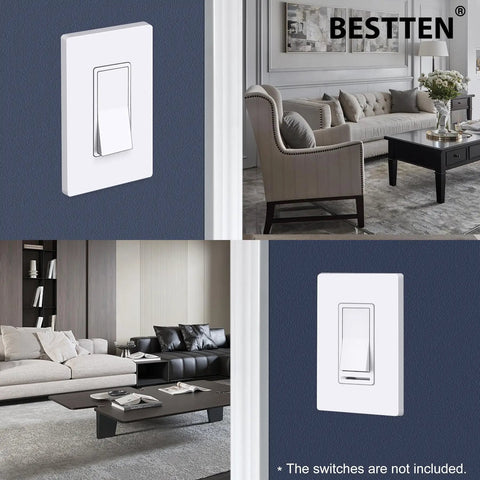 20 Pack 1 Gang Screwless Decorative Wall Plate Gloss Snow White Cover For Decorator Receptacle Outlet And Switch Seamless Edge Design
