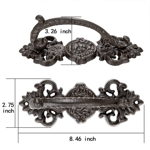 Heavy Duty 2 Pack 5.46 Inch Dark Brown Cast Iron Barn Door Handles Rustic Vintage Gate Fence Outdoor Garage Closet Cabinet Drawer Pulls Sturdy Rust Resistant Long Lasting With Retro Charm