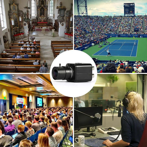 HD SDI Security Camera 2MP 1080P With 1/2.8 High Sensitivity CMOS 2.8-12mm Manual Varifocal Lens Digital CCTV Surveillance CVBS Output WDR OSD Menu DC 12V 1A Power Adapter Included For Crystal Clear Day Night Monitoring with diverse scenes showcasing various monitoring environments.