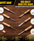 Top Tier 12 Piece Wood Carving Chisel Set With Rock Hard 60CrV Steel Blades And Smooth Ash Wood Grips For Beginners and Veterans To Kick Off Any DIY Project Slick Cuts Every Time Includes Heavy Duty Canvas Zipper Roll Up Storage Pouch