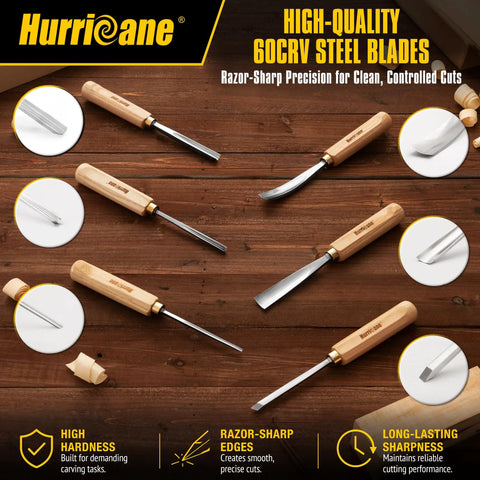 Top Tier 12 Piece Wood Carving Chisel Set With Rock Hard 60CrV Steel Blades And Smooth Ash Wood Grips For Beginners and Veterans To Kick Off Any DIY Project Slick Cuts Every Time Includes Heavy Duty Canvas Zipper Roll Up Storage Pouch