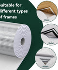 Heavy Duty Three Layer Aluminum Foam Insulation Cover For Attic Stairs And Ceiling Vents Blocks Cold Drafts Keeps Your Place Comfy Fits Up To 39 By 55 Inches showing roll with varied frame applications.