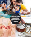 People using Three Gram Silver Chip Solder For Jewelry Making Precut 2x2 mm Flux Chips for electronic and jewelry repairs.