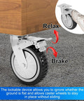 Heavy Duty 6 Inch Rubber Caster Wheels Set Of 4 With Anti Skid Swivel Casters And 360 Degree Rotation 1653 Lbs Capacity Two With Brake And Two Without Brake Quiet Silent Universal Caster Wheels For Furniture Equipment showing brake mechanism