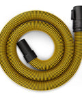 Beefy 7 Foot Vacuum Hose 1 7 8 Inch For Shop Vacs With Locking Tab Ultra Durable Yellow Accessory coiled on white background