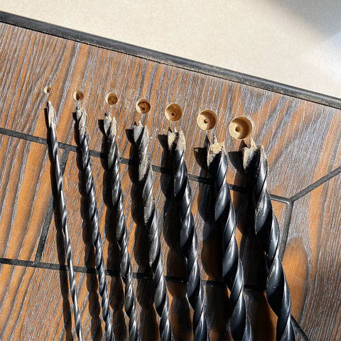 Extra Long Brad Point Drill Bit Set For Hardwood And More, Heavy Duty 12 Inch Carbon Steel Wood Bits, 7 Piece drill into wood