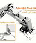 175 Degree Heavy Duty Cabinet Hinges Set For Wide Opening 2 Pair Concealed Hydraulic Hinges with adjustable angle screw