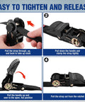 Steps to use Beefy Heavy Duty Ratchet Straps 1 Inch By 15 Feet, 1650 Lbs Break Strength, 4 Pack With Soft Loops.