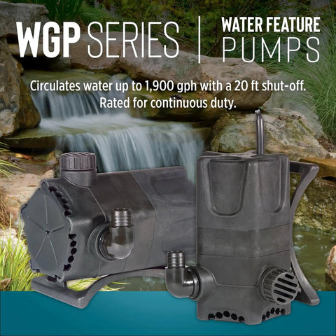 Heavy-Duty Dual Discharge Submersible Pond Pump For Ponds, Waterfalls And Fountains, 1900 GPH, 115 Volt Direct Drive