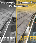 Before and after of 20ft Reach Telescopic Gutter Cleaning Tool With Garden Hose Attachment And Bendable Sprayer Wand No Ladder Needed Safe From The Ground Adjustable Angled Spray Head For Hard To Reach Second Story Gutters