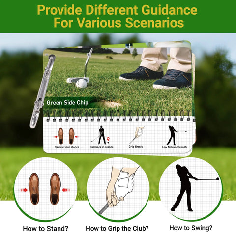 Pocket Sized Golf Reference Cards Durable PVC Cards With Tips For Iron Shots On The Go Dope Gift For Golfers Men And Women displayed outdoors