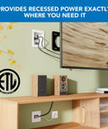 In Wall TV Cable Concealer Kit With Recessed Power Triple Outlet 9 Ft Cord And Hand Saw For Easy Safe Cable Management installed behind wall