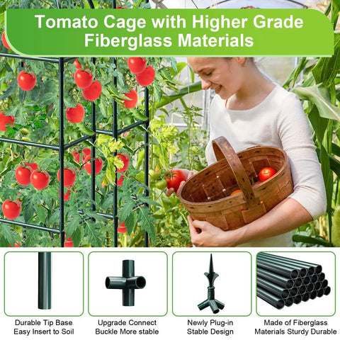 All-in-One Raised Garden Bed Planter Box With Trellis, 71 Inch Self-Watering Tomato Planter with fiberglass materials shown