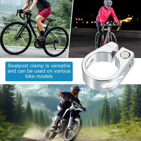 28.6mm Aluminum Bike Seat Post Clamp Quick Release For Mountain, Road, Track And Folding Bikes Go-To Silver Seat Tube Clip