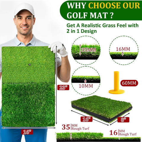 Person holding a Dual Turf Golf Practice Mat For Indoor And Outdoor Use High Elasticity Artificial Turf Surface