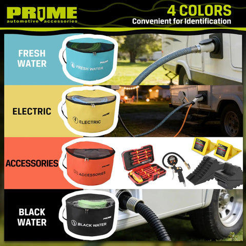 4 Pack Waterproof RV Hose Bag Storage Set With Two Way Zippers And Visible Cover, Easy Access Organizer for hoses and cords