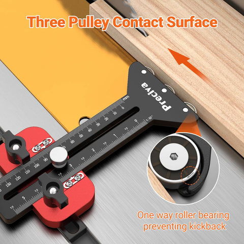 Thin Rip Table Saw Jig With Three Pulleys For Narrow Strip And Repetitive Cuts, Precision Table Saw Guide fits U Slot and T Slot